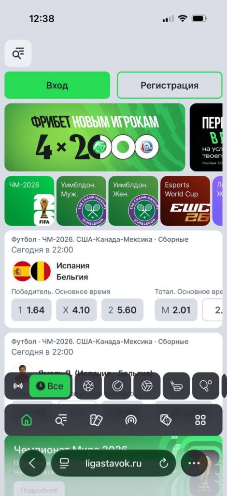 Мобильная версия личного кабинета Лига Ставок